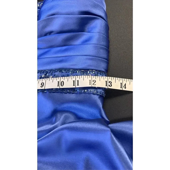 Adrianna Papell Womens Periwinkle Blue Beaded One Shoulder Evening Gown Size 6 - Picture 12 of 16